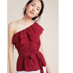 Anthropologie Rita Ruffled One Shoulder Top